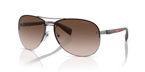 prada ps 56ms 62 gun brn grd|Prada Linea Rossa Brown Lens Gunmetal .